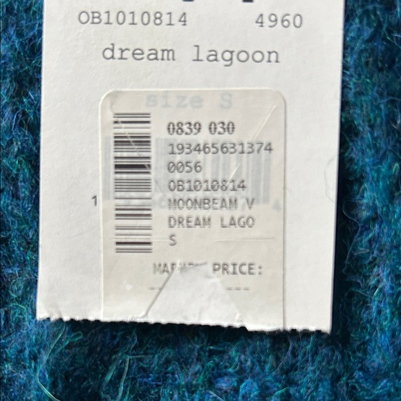 NWT Free People Moonbeam V-Neck Pullover Sweater in Blue Lagoon Size S - Picture 6 of 8
